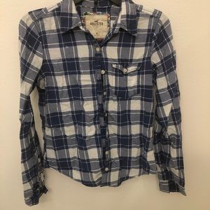 Hollister Blue and white checkered flannel